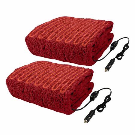 STALWART 12V Heated Car Blanket 2-Pack, Red, 2PK 75-CAR2015